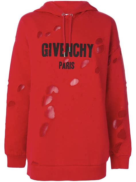 givenchy red hoodie ripped|givenchy hoodie with holes.